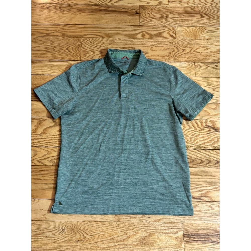 UNTUCKit Hannifer Performance Polo Shirt Men Medium  Short Sleeve Green Preppy